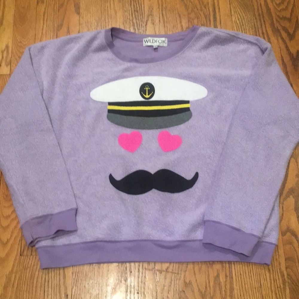 Wild fox super soft lavender Mustache sweatshirt.